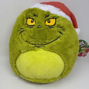 Squishmallows The Grinch Plush Santa Hat Dr Seuss 12 Inch Fuzz-A-Mallows